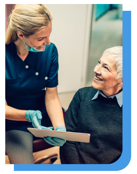 A medical staff and an elderly person